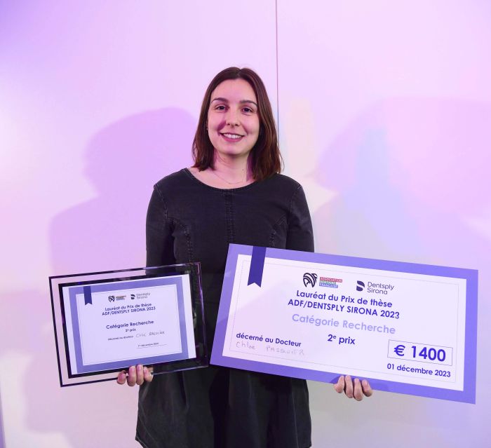 Chloé Pasquier, lauréat du 2e Prix de thèse ADF Dentsply Sirona 2023 dans la catégorie "Recherche"